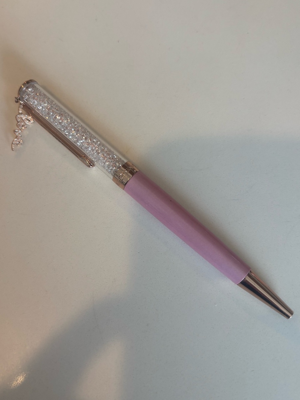 Swarovski Pink Crystal-Filled Ballpoint Pen with Silver Accents